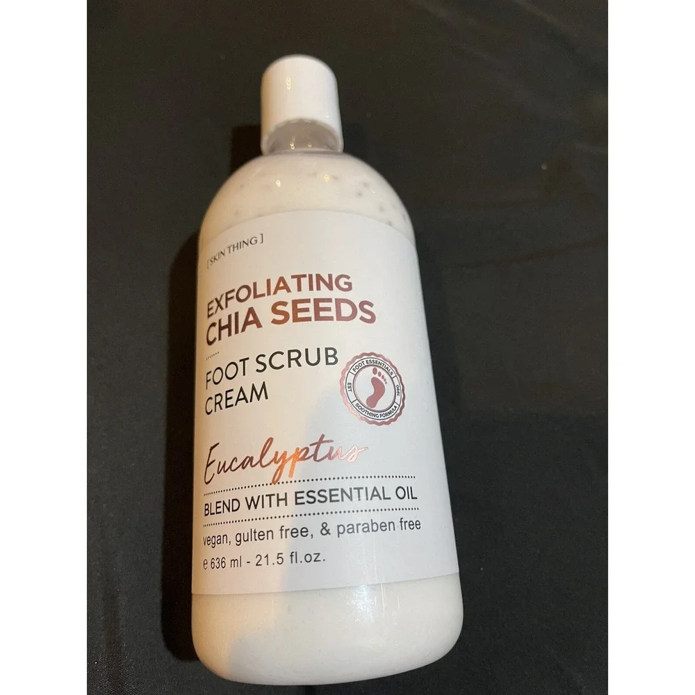 Skin Thing Home & Body Company Foot Feet Cream Scrub Eucalyptus Chia Seeds 21.5o